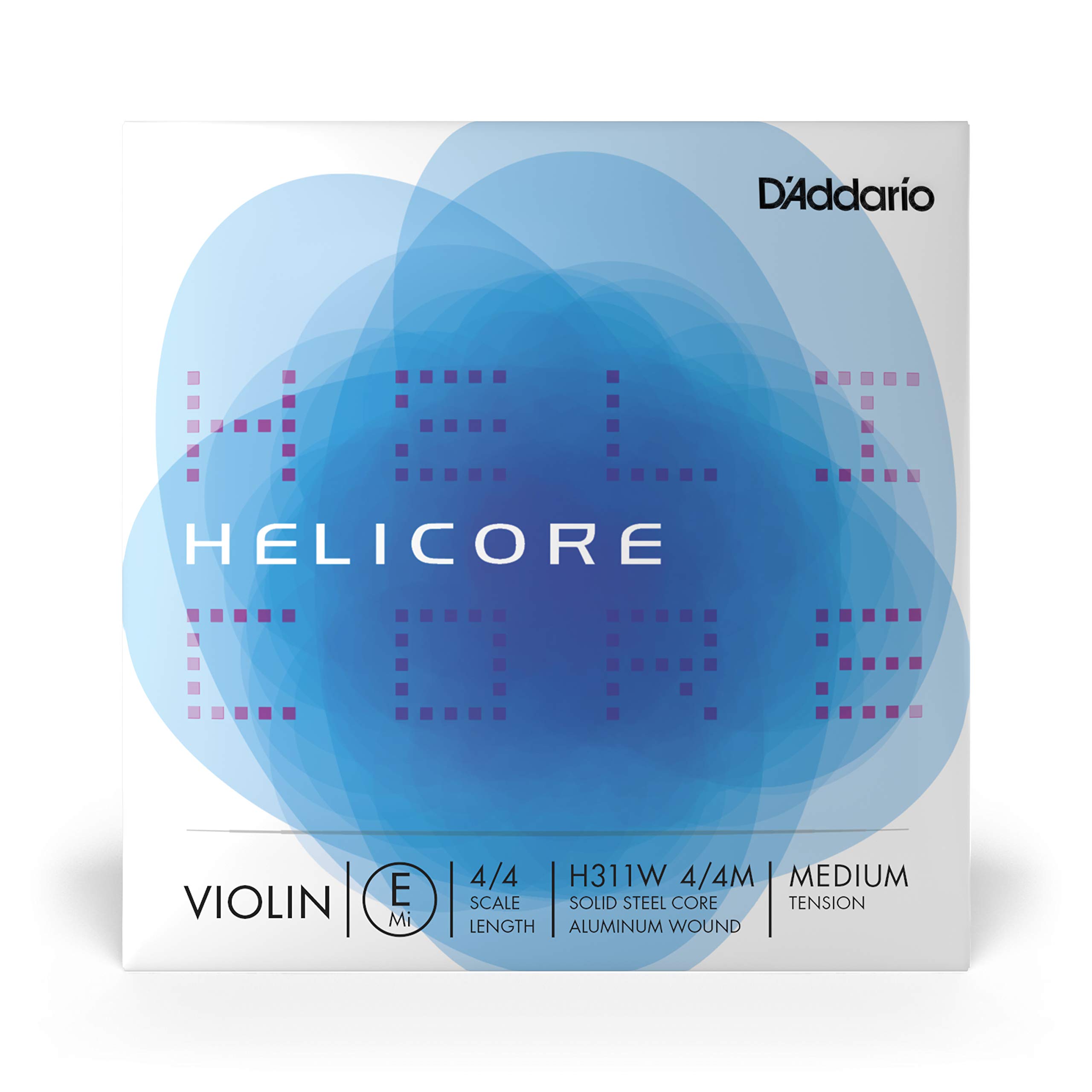 Helicore Violin Single Aluminum Wound E String, 4/4 Scale, Medium Tension