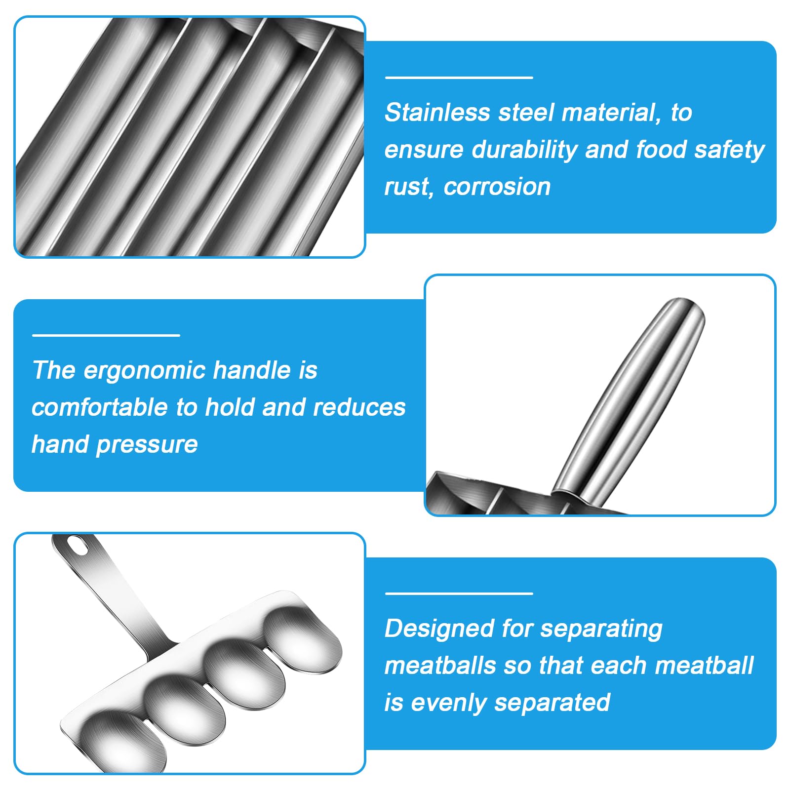 Stampo Polpette In Acciaio Inox - 4 Forme Con Pala - Per Carne, Pesce E Verdure - Foto 2