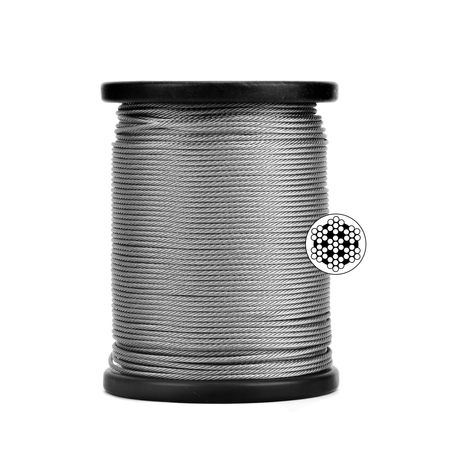 QWORK® Cavo acciaio da 2 mm x 100 m, Acciaio inox 316, Capacità di carico sicura di 50 kg, forza di rottura di 160 kg, Ultra antiruggine per uso interno/esterno