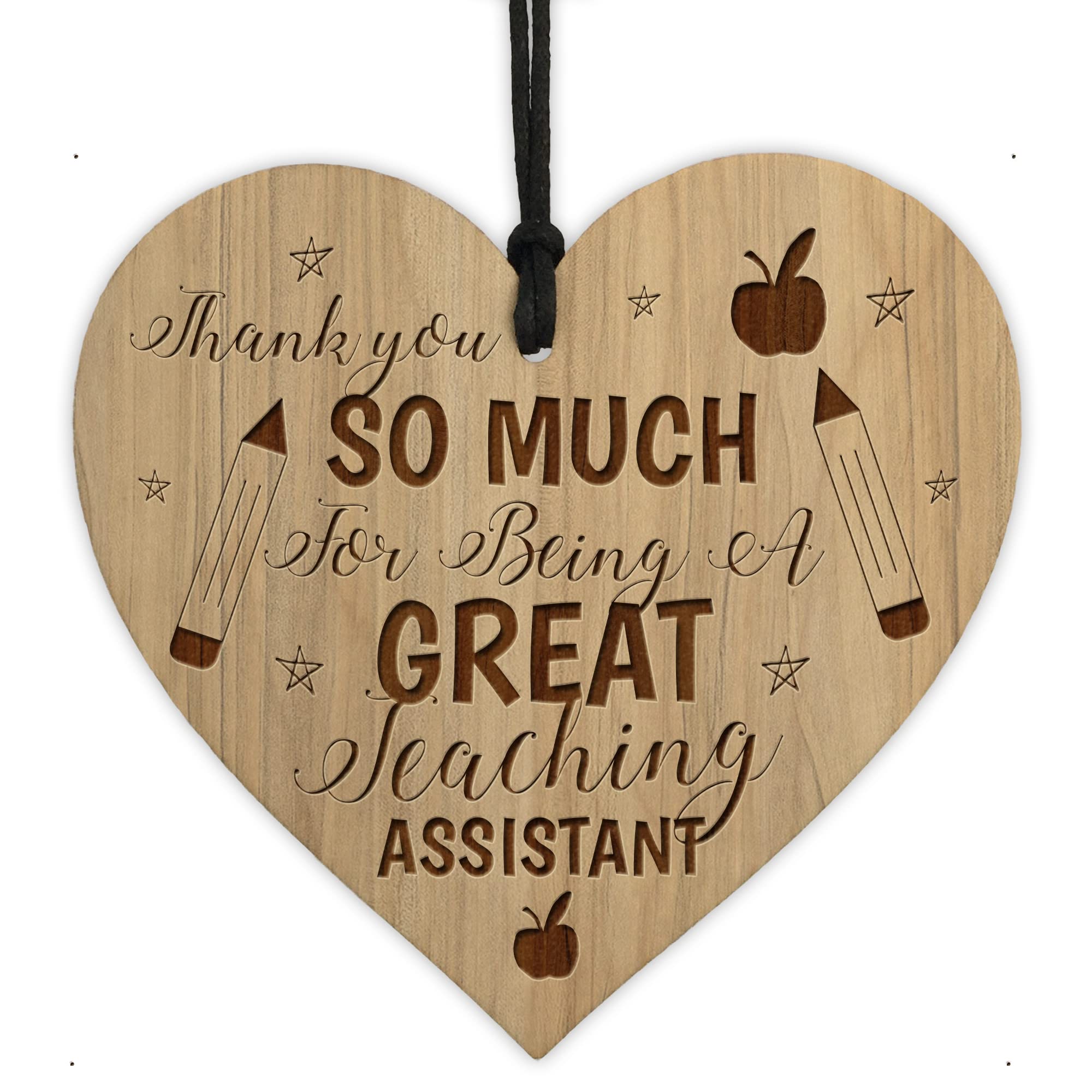 Red Ocean Thank You GREAT Teaching Assistant GIFT Engraved Heart TA Gifts Leaving School Nursery Gift