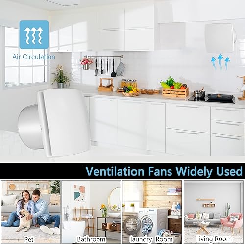 Miniatura 5 de Hon&Guan Ventilador de escape de pared de baño de 6 pulgadas, ventilador de escape de pared de 116 CFM, ventilador de escape de cocinagaraje a