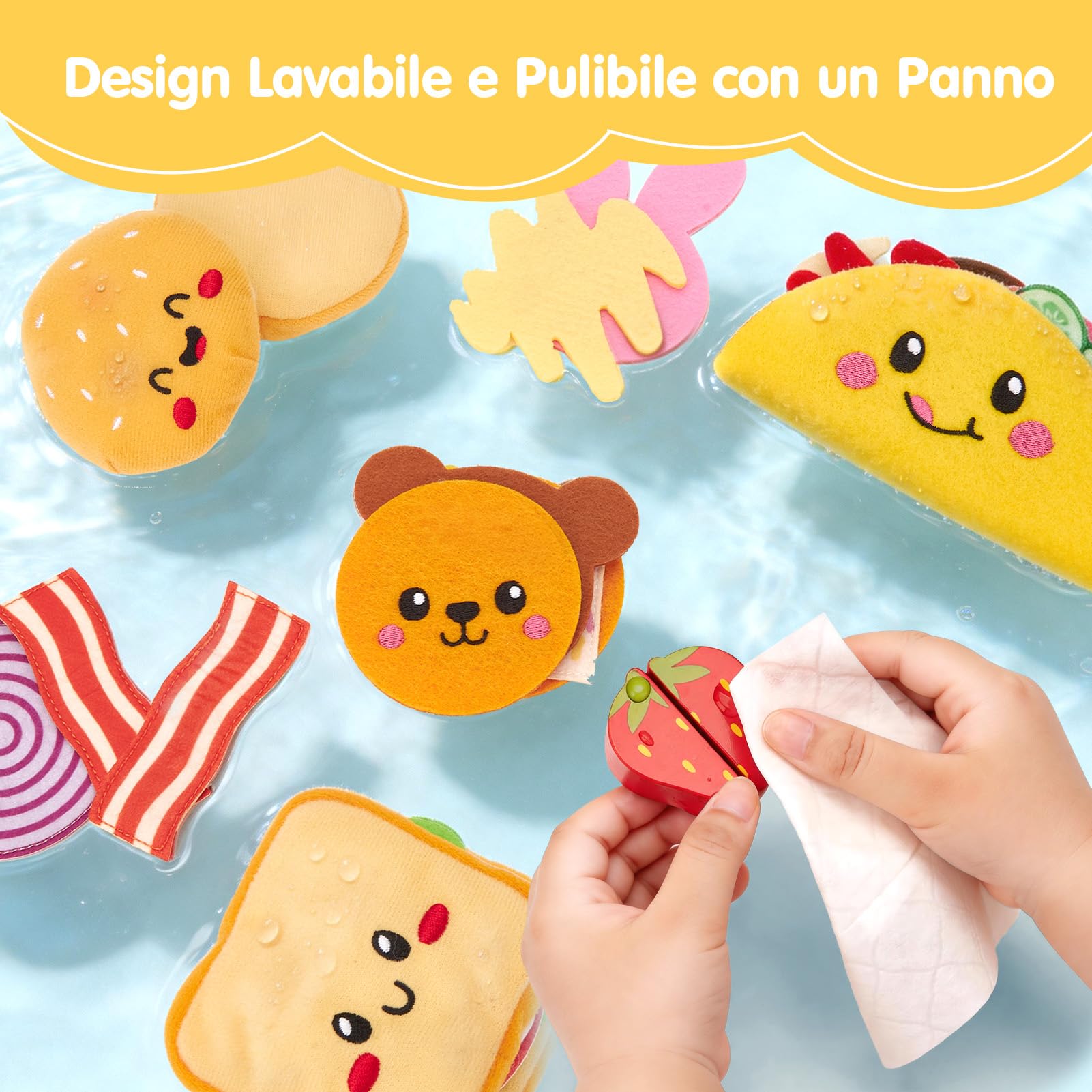 hahaland Cucina Giocattolo per Bambini, 43 Pcs Set Cucina Bambini 3-5 Anni | Giochi Montessori, con Cibo, Menu & Scatola, Facile da Riporre & Trasportare, Regalo Educativo Bimbo Bimba
