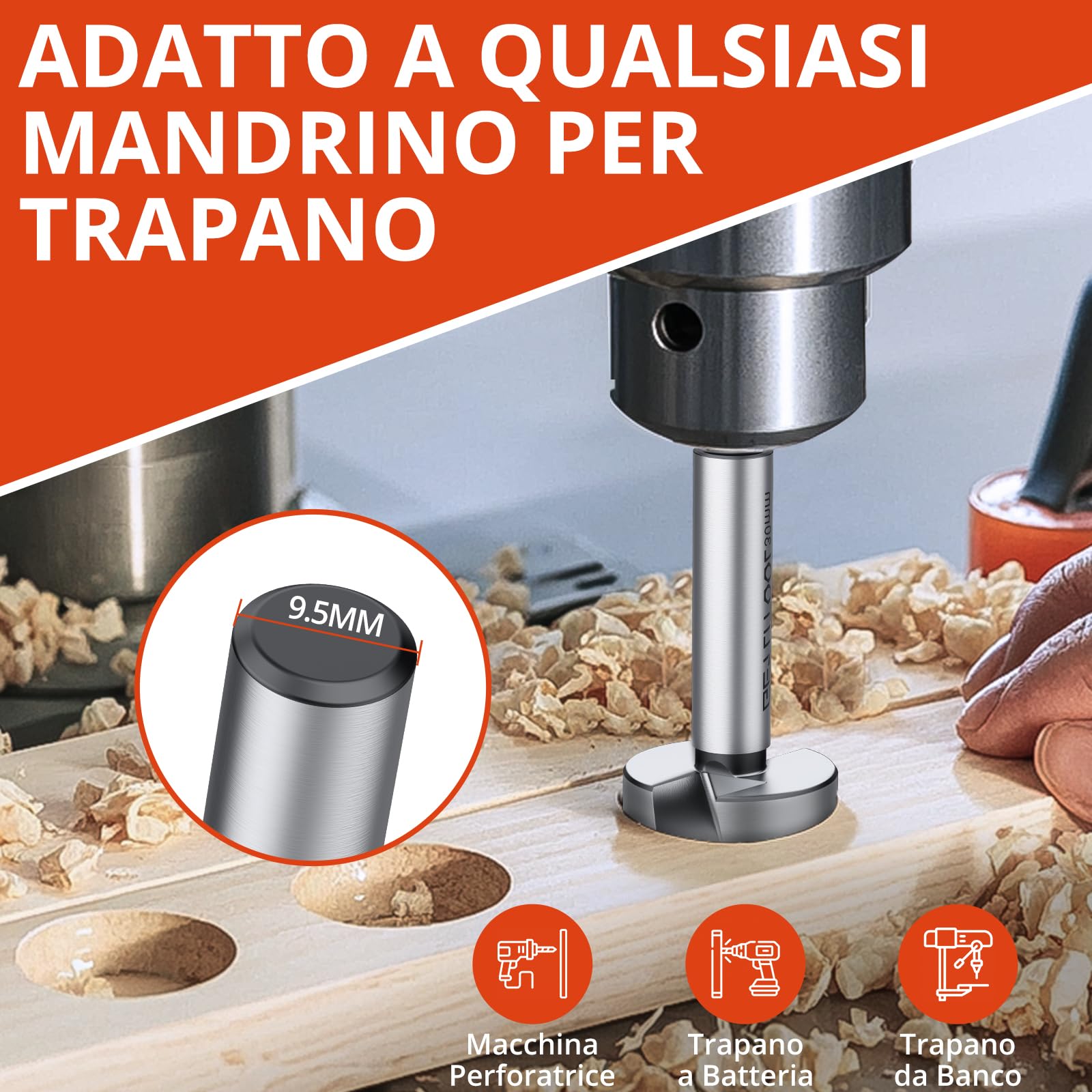 Forstner - (40/45/50/60/70 Mm) Set Di 5 Punte Per Trapano E Sega A - Foto 4