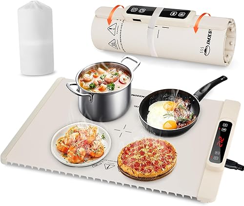 Tapete de calentamiento de alimentos para alimentos, bandeja de calentamiento eléctrica con calefacción de superficie completa, temperatura de 5
