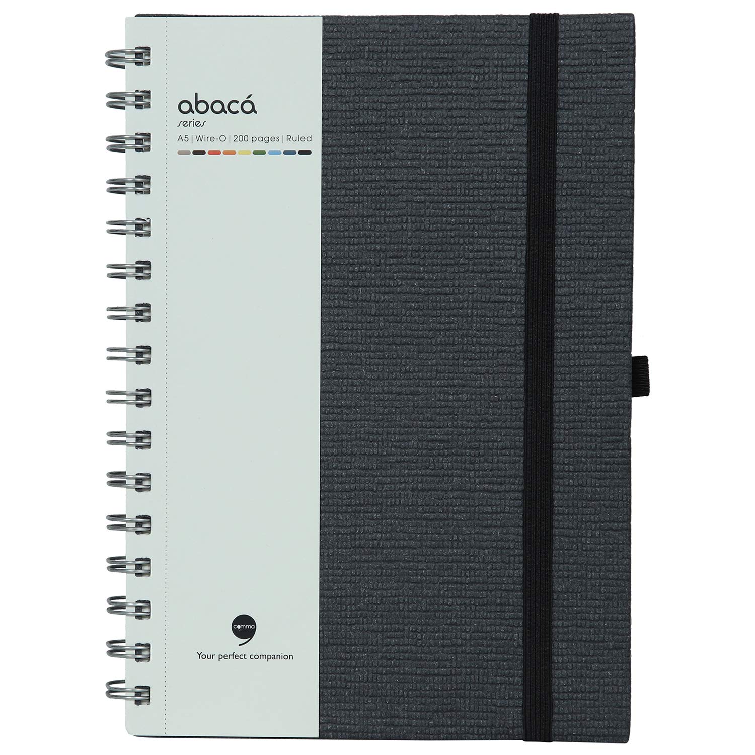 COMMA Abaca - A5 Size - Wire-O-Bound Spiral Notebook with Elastic Band Closure & Pen Loop - 200 Pages - 80gsm Natural Shade Paper - Textured Cover Material - (Black) (B07GZS7W7C) Amazon Price History, Amazon Price Tracker