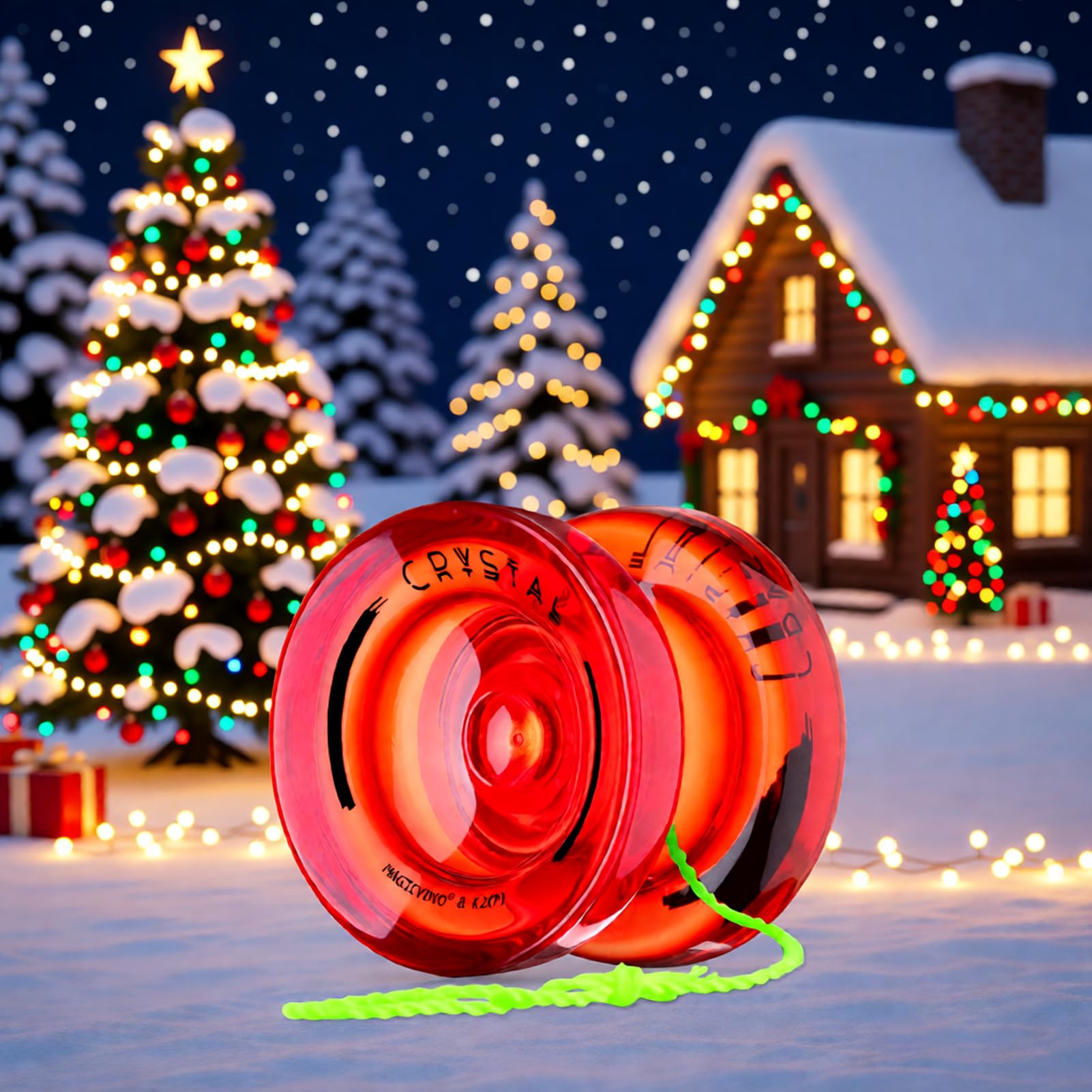 MAGICYOYO JoJo K2 Crystal Yoyo professionnel réactif pour enfants | YoYo double usage pour enfants, débutants et confirmés, avec 12 cordons Jo Jo, roulements et outils (cristal rouge)