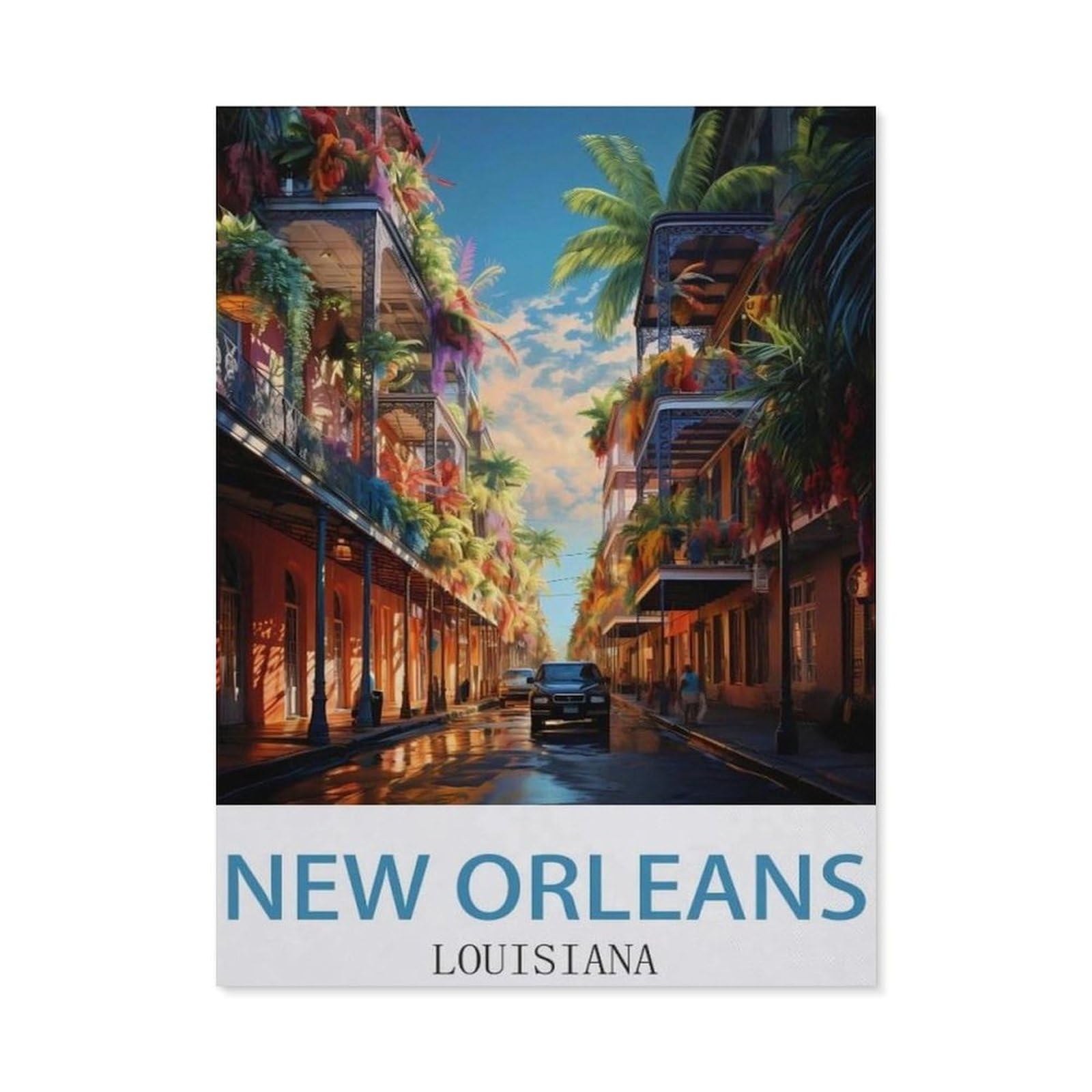 New Orleans Louisiana，Tin Sign Vintage Wall Poster Retro Iron Painting Metal Plaque Sheet for Bar Cafe Garage Home Gift Birthday Wedding(30x40cm）12x16 inch-ED1