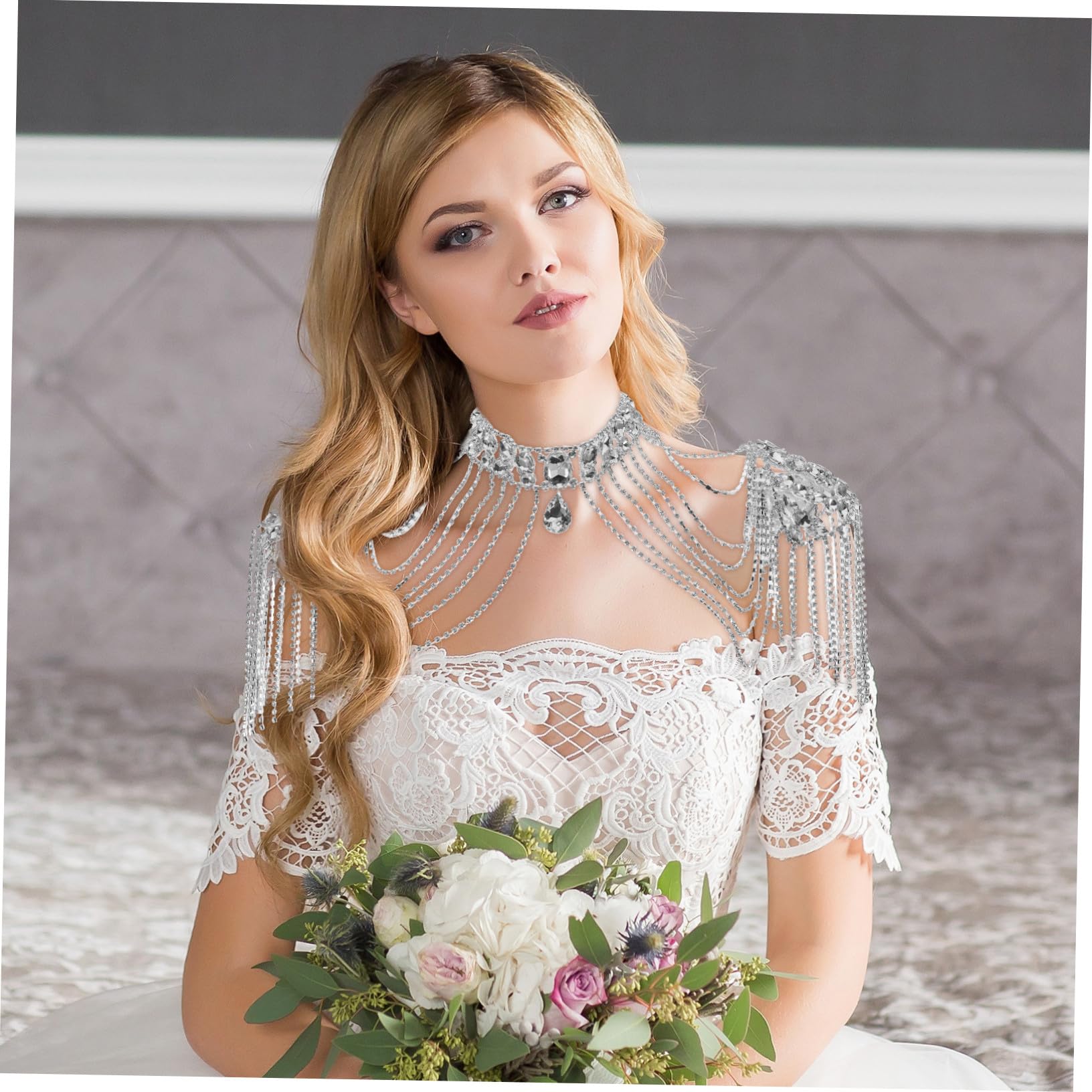 Baluue Collar De Hombro Cadena Corporal Brillantes Gemas De Imitación Para Mujer Joyería De Hombro Borlas Para Fiestas y Ocasiones Especiales