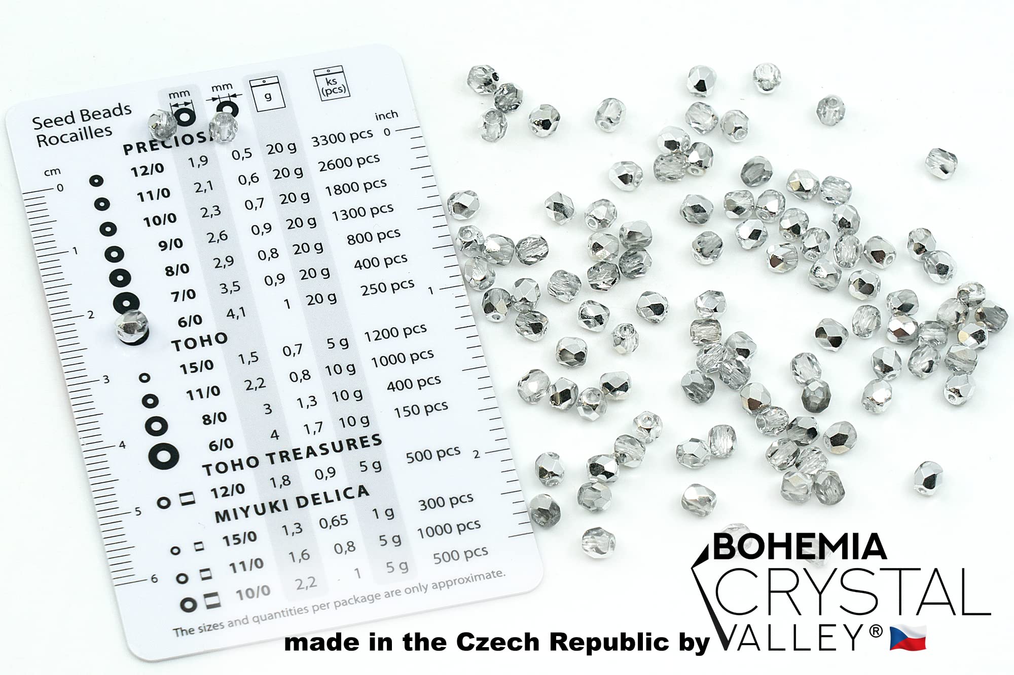 100 pcs of Faceted Fire Polished Pressed Czech Glass Beads 4mm (0.16in), Crystal Silver Aluminum Labrador 00030-27001 BCV - Image 2