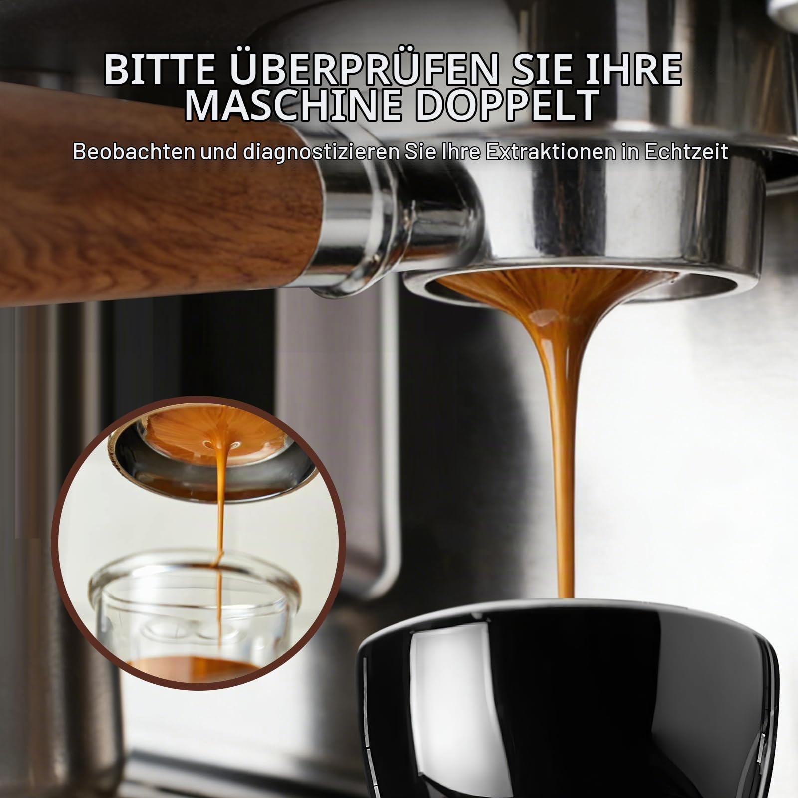 Cozary Siebträger 51mm 3 ohren, Bodenloser Siebträgerm für DeLonghi EC680/EC685/EC885/EC890, Edelstahl-SiebträGer, Holzgriff, Geeignet für den Gebrauch zu Hause, Cafés und Restaurants