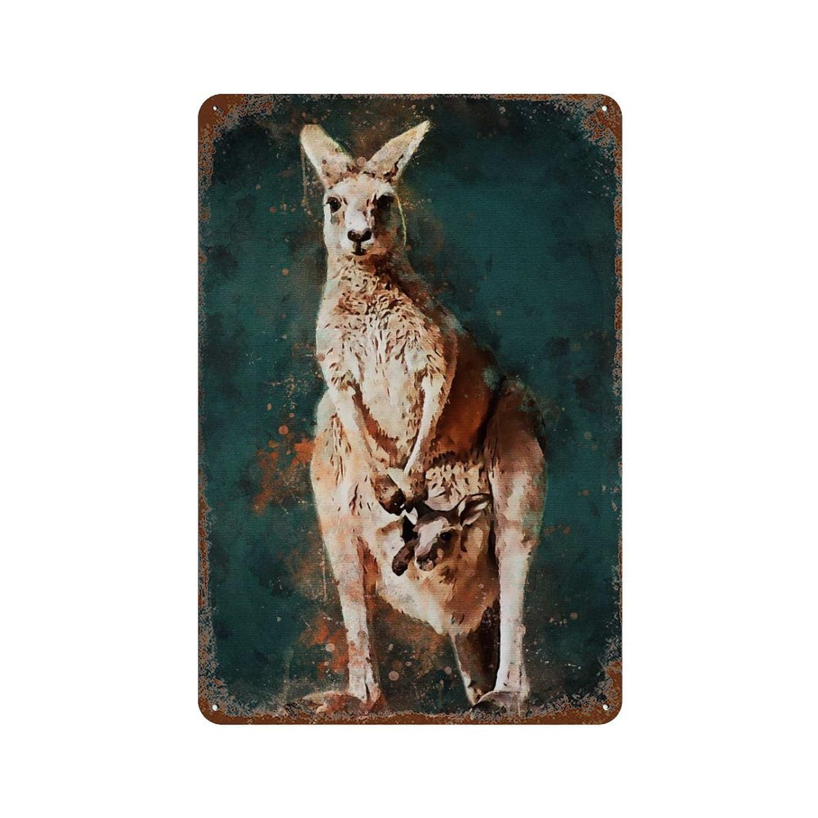 Splatter Kangaroo Rustic Tin Plaque 11.8"x7.9", for Pub, Kitchen And Man Cave Decor, Vintage Wall Decor
