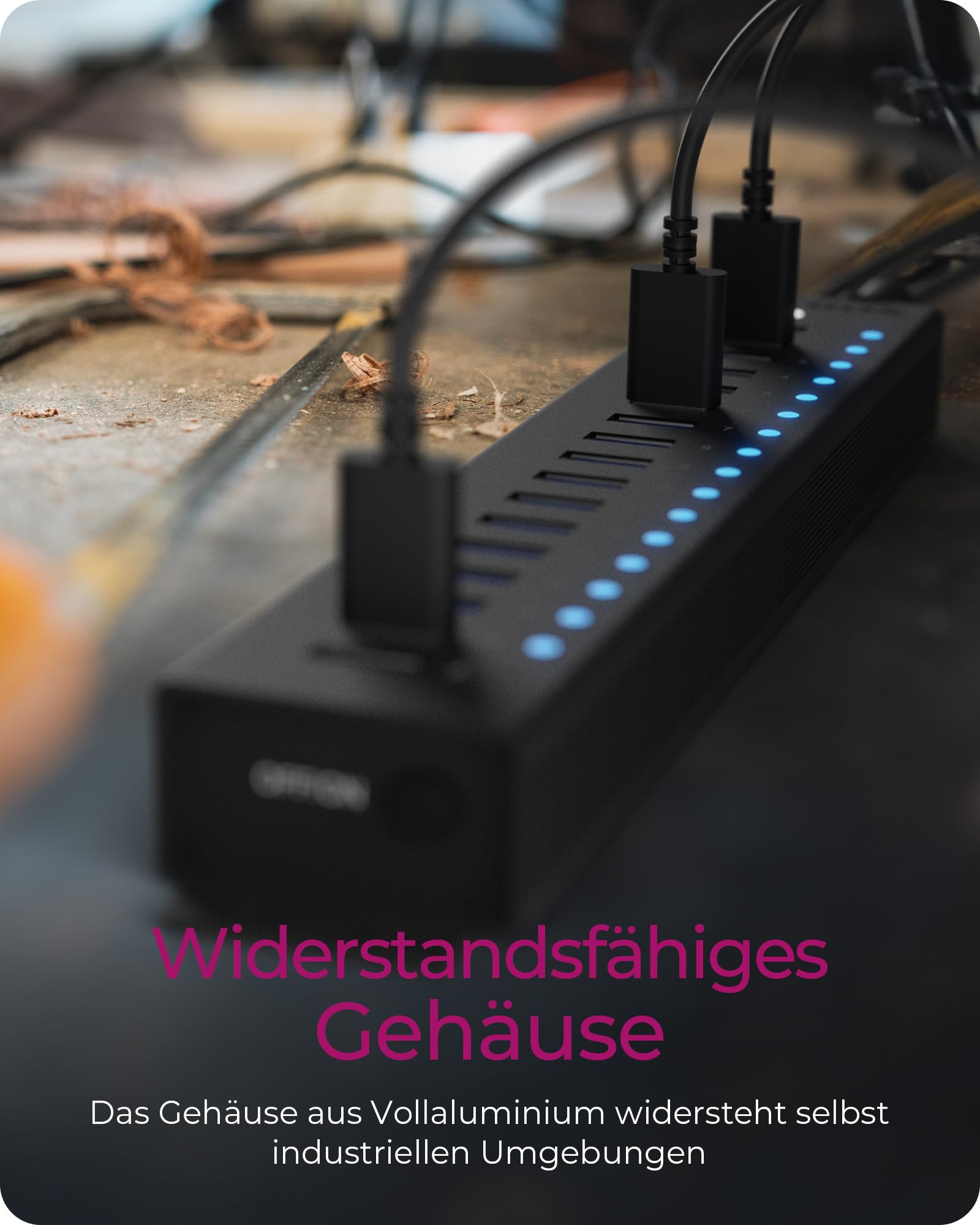 ICY BOX USB HUB (17 Ports) 16x USB & 1x USB Laden, USB 3.2 Gen 1 (5 Gbit/s pro Port), mit 96W Netzteil, USB-A, Aluminium, IB-HUB1717-U3