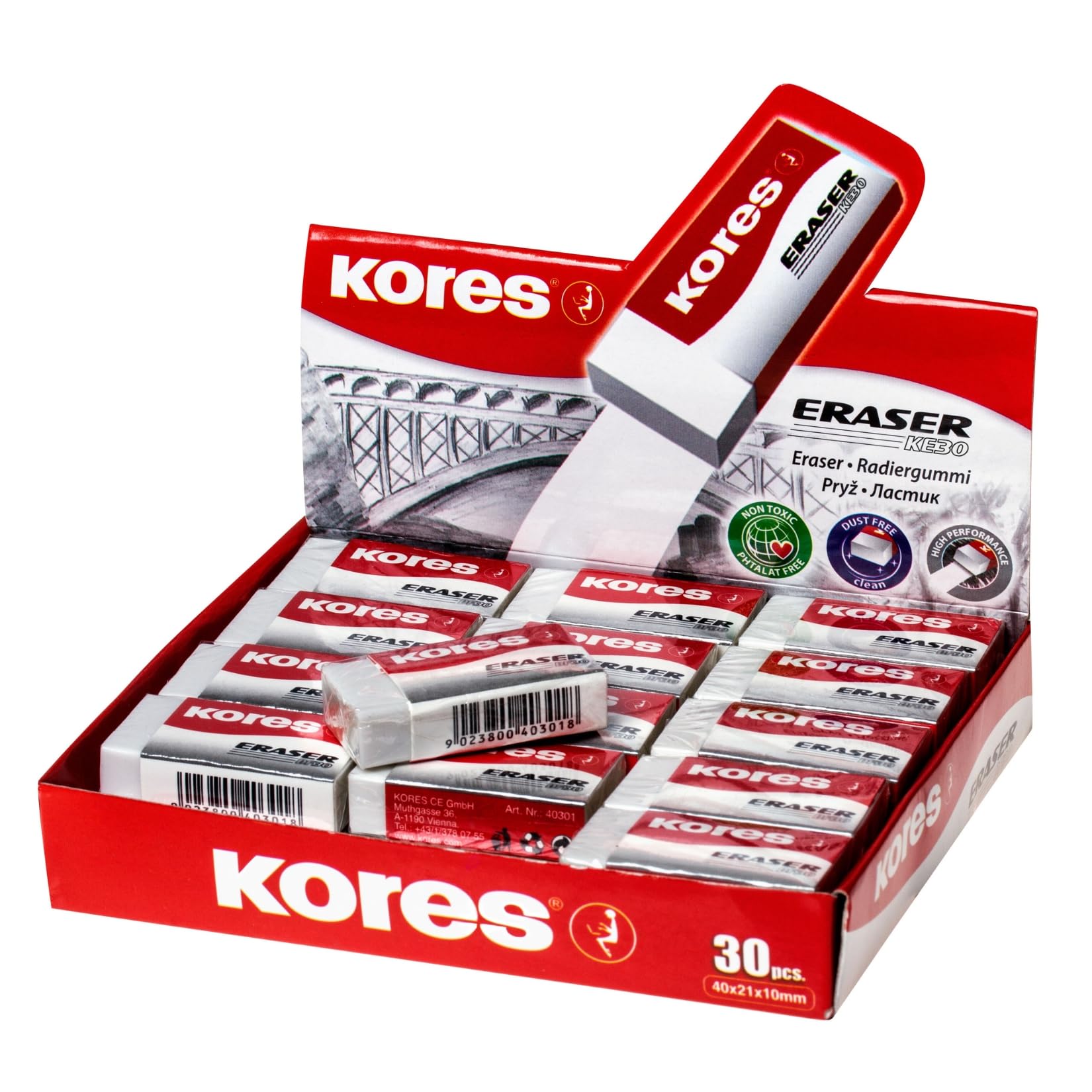 Kores KE-30 bloques de borrar blancos de cuarenta milímetros 6