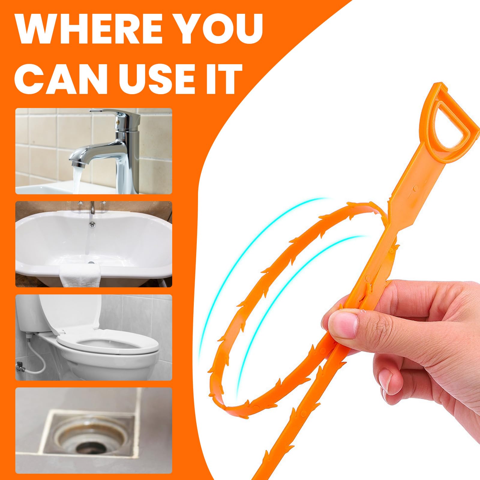 Drain Snake Clog Remover - 4 Pack -4 Drain Snake Clog Remover - 4 Pack -4