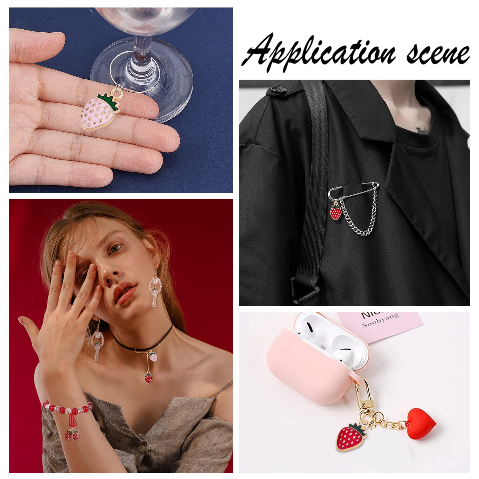 60 Breloques Résine Fraise Et Cerise 3D - Cabochons Kawaii Pour Bijoux, Nail Art, DIY, 2 Styles