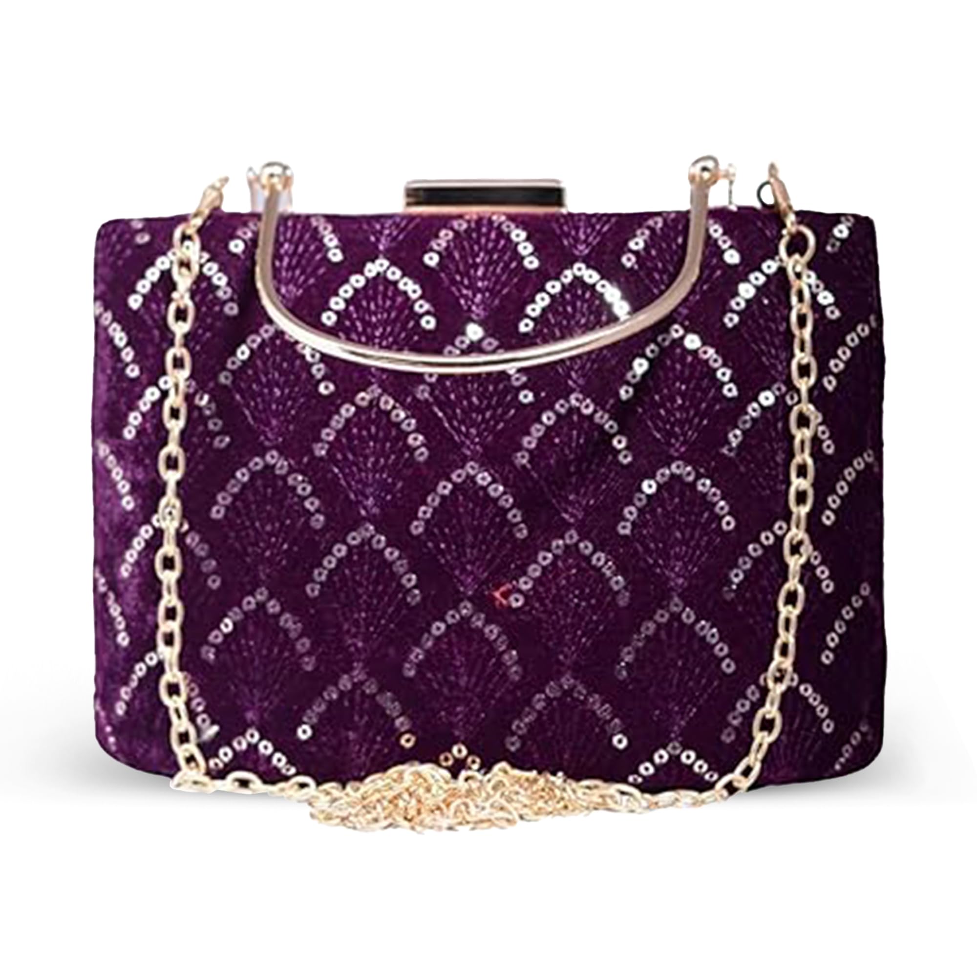 Sequins Pattern Embroidery Clutch Bag For Women With Detachable Chain Strap || Wedding Clutch Purse-image-34