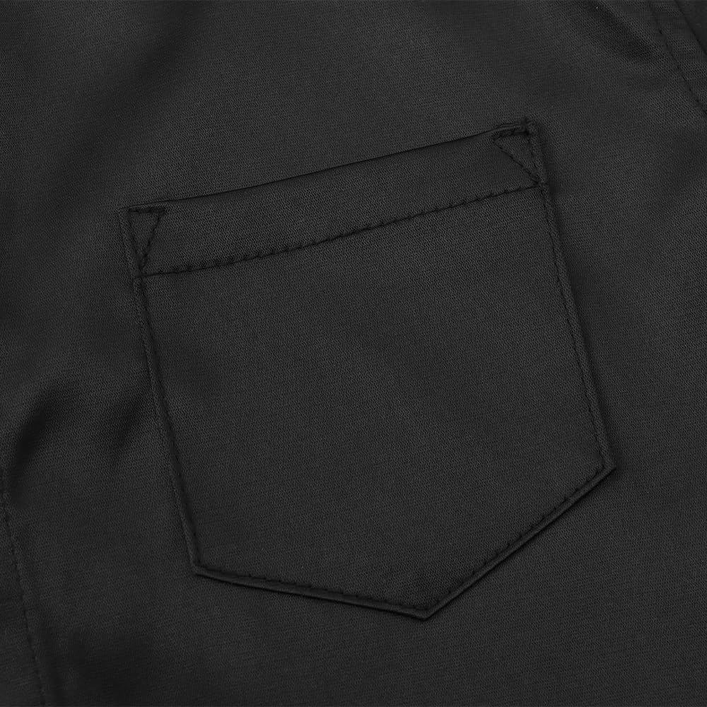 Spring&Gege Boys Shiny Satin Dress Shirts Sateen Short Sleeve Wrinkle-Free Solid Formal Wedding Button Down Shirts - Image 5