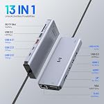 USB-C Station d'accueil pour Ordinateur portable Dual HDMI Moniteurs, Selore 13 en 1 USB-C Hub, station d'accueil avec double HDMI,8K DisplayPort,VGA,Ethernet,PD,6 USB Port A&C,SD/TF pour Windows/Mac/Dell/HP/Lenovo/Surface