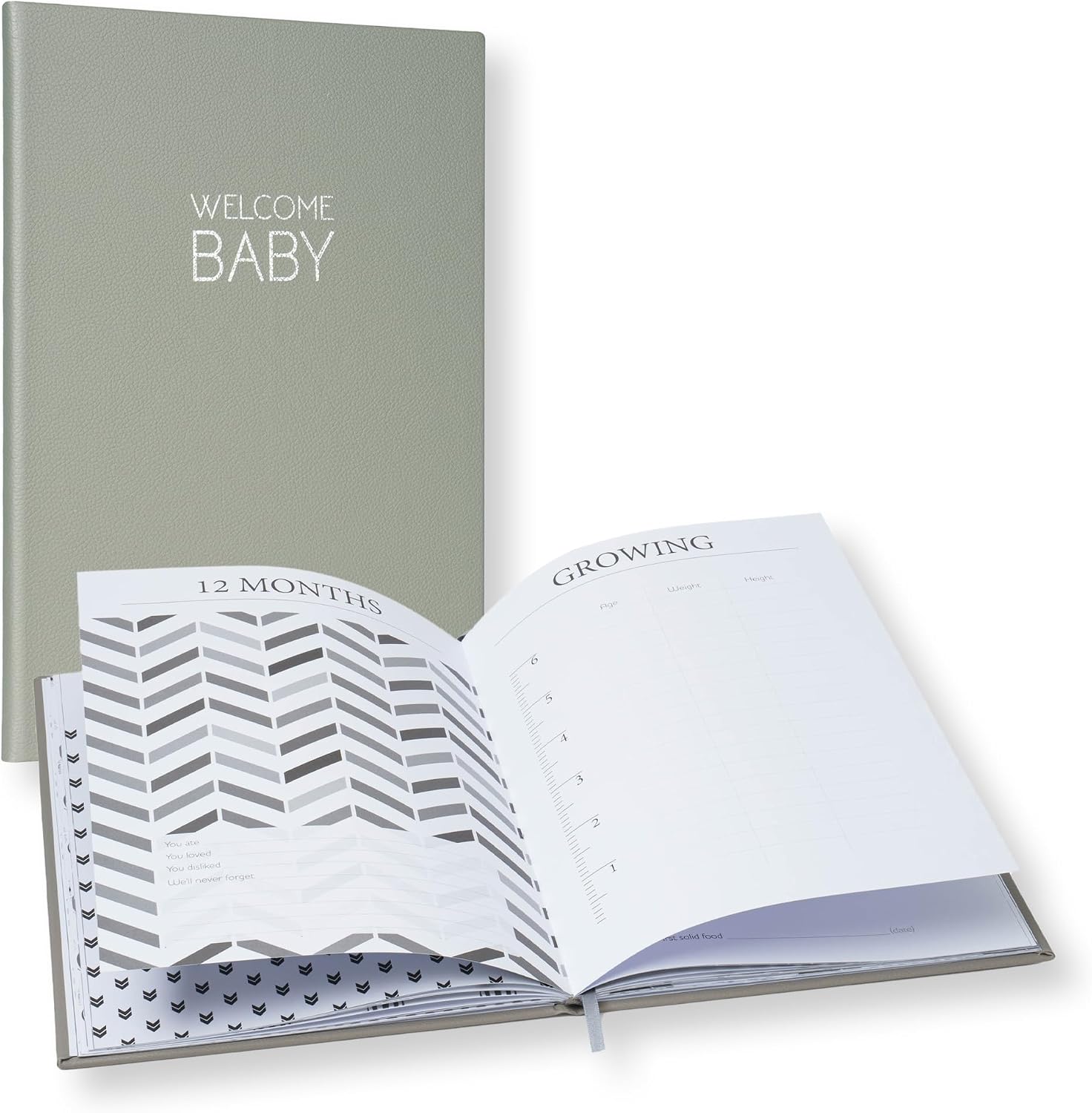 Nora's Nursery Baby Memory Book for Girl or Boy - 60 Pages Baby Book with Faux Leather Cover - Essential Baby Book Keepsake for New Parents - Baby Album and Memory Book for Your Child's First 5 Years