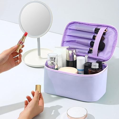Miniatura 9 de Meiyuuo Bolsa de maquillaje grande para mujeres y niñas, bonita bolsa de viaje con cremallera, organizador de artículos de tocador para artículos