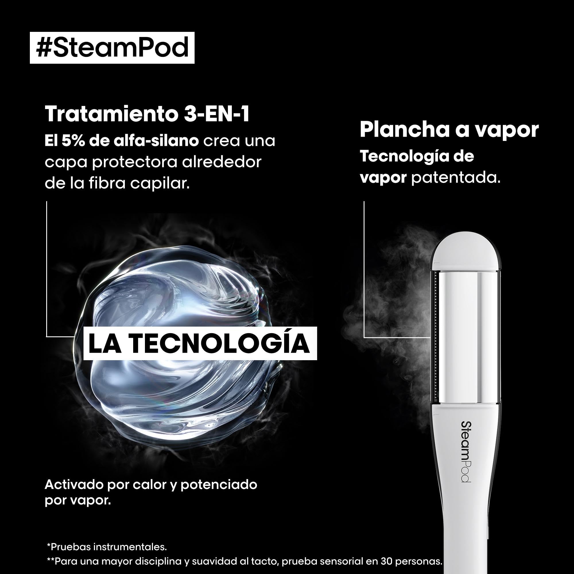 L'Oréal Professionnel Set con SteamPod 4 Plancha Profesional con tecnología de vapor y Sérum SteamPod 3-EN-1, 50 ml