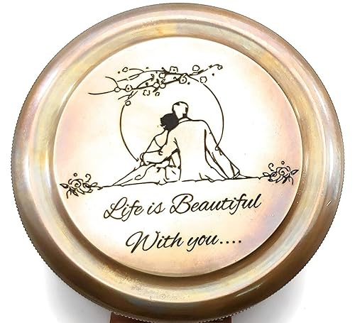 Miniatura 1 de Life is beautiful with you Engraved compass E E cumings poem engraved working compass Anniversary birthday love Sorry Valentines day Keepsakes old