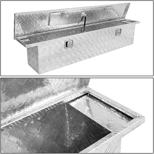 Miniatura 2 de Auto Dynasty Caja de herramientas para camión de 63 pulgadas, caja de almacenamiento de aluminio resistente con cerradura y llaves para camioneta,