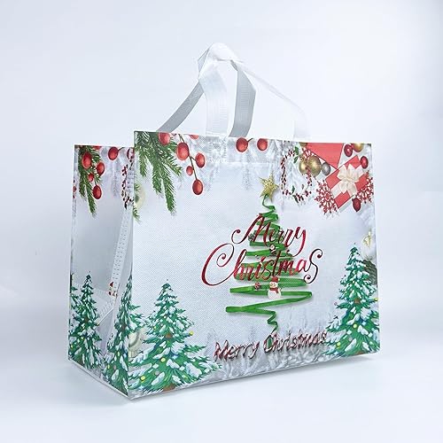Miniatura 5 de 12 bolsas grandes de regalo de Navidad con asas, bolsas reutilizables no tejidas, estampadas en oro, ideales para envolver regalos, compras y