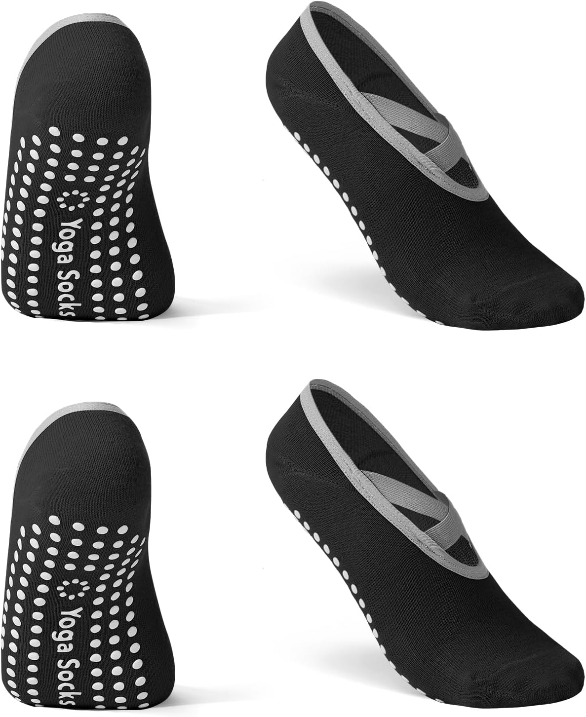 Vancle 4 Pairs Yoga Socks for Women, Non Slip Pilates Socks Grip Socks for Workout, Dance, Barre, Hospital