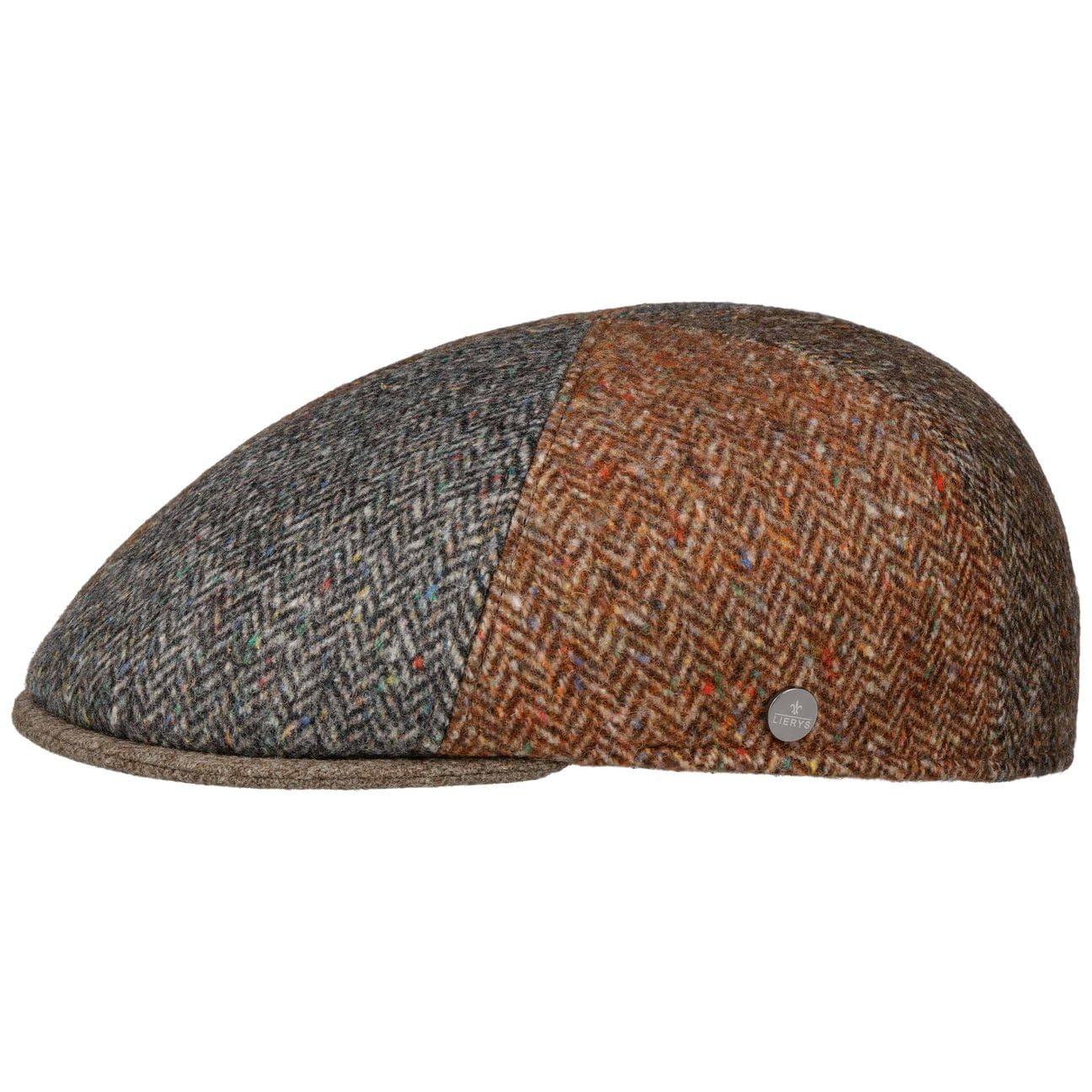 LIERYS Bruceville Flatcap męska – Made in Italy z daszkiem na zimę, jesień, jesień, zimę – S (54-55 cm) beżowo-szara