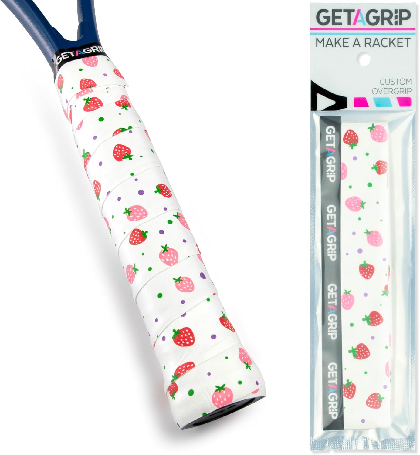 Get A Grip Custom Tennis Overgrip Tape - Anti-Slip, Quick-Drying Precut Grips for Tennis, Badminton, Pickleball with Finishing Tape