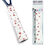 Get A Grip - Custom Tennis Racket Grip Tape - Anti-Slip/Quick-Drying Tennis Overgrips - Precut Badminton Racket Grip with Finishing Tape (Strawberries & Cream, 1 Grip)