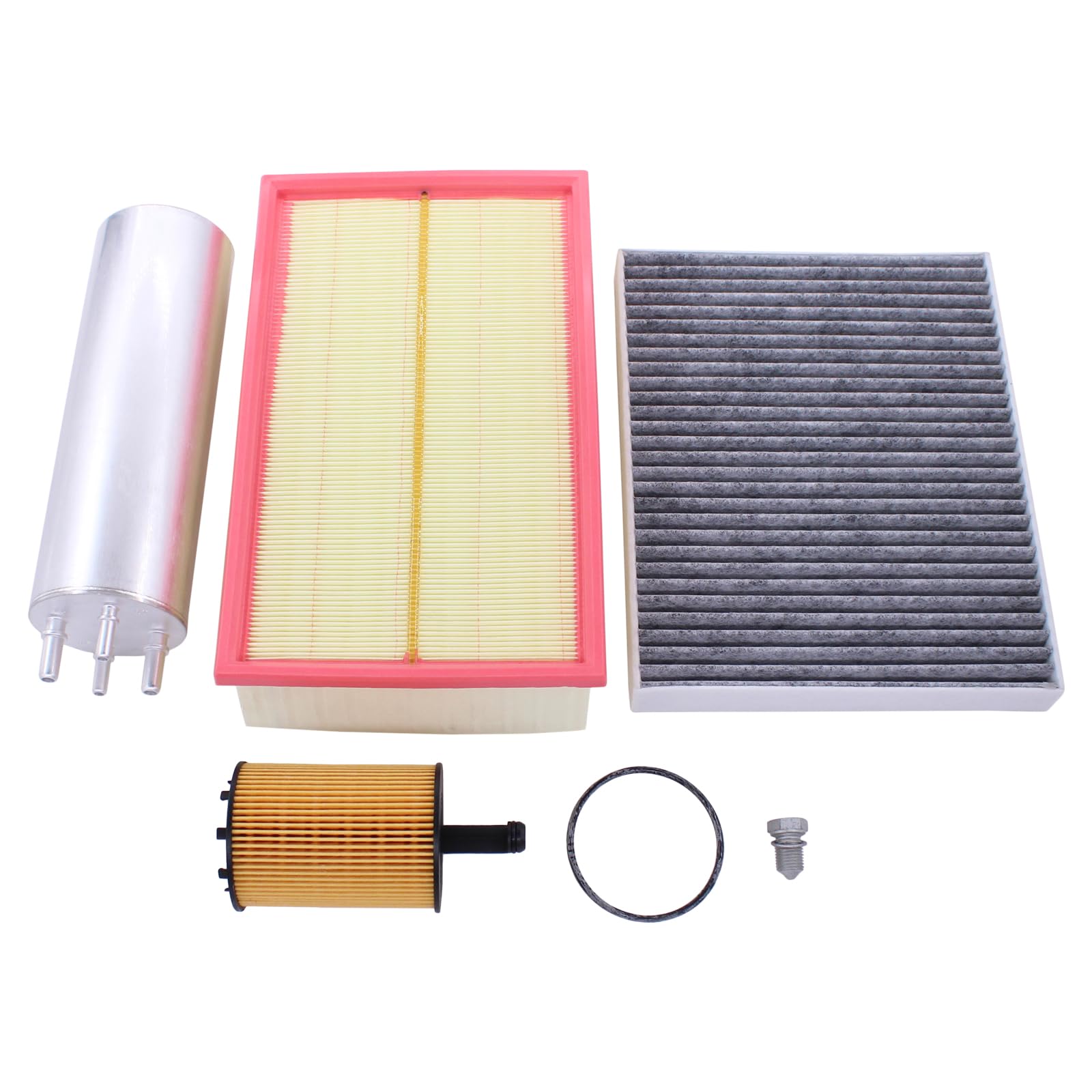 Filtersatz Filterset Luftfilter Innenraumfilter Ölfilter Kraftstofffilter Ölablassschraube Filter Ablassschraube Filtereinsatz Verschlussschraube Ölwanne für Transporter T5 für Multivan T5 2.5 1.9 TDI