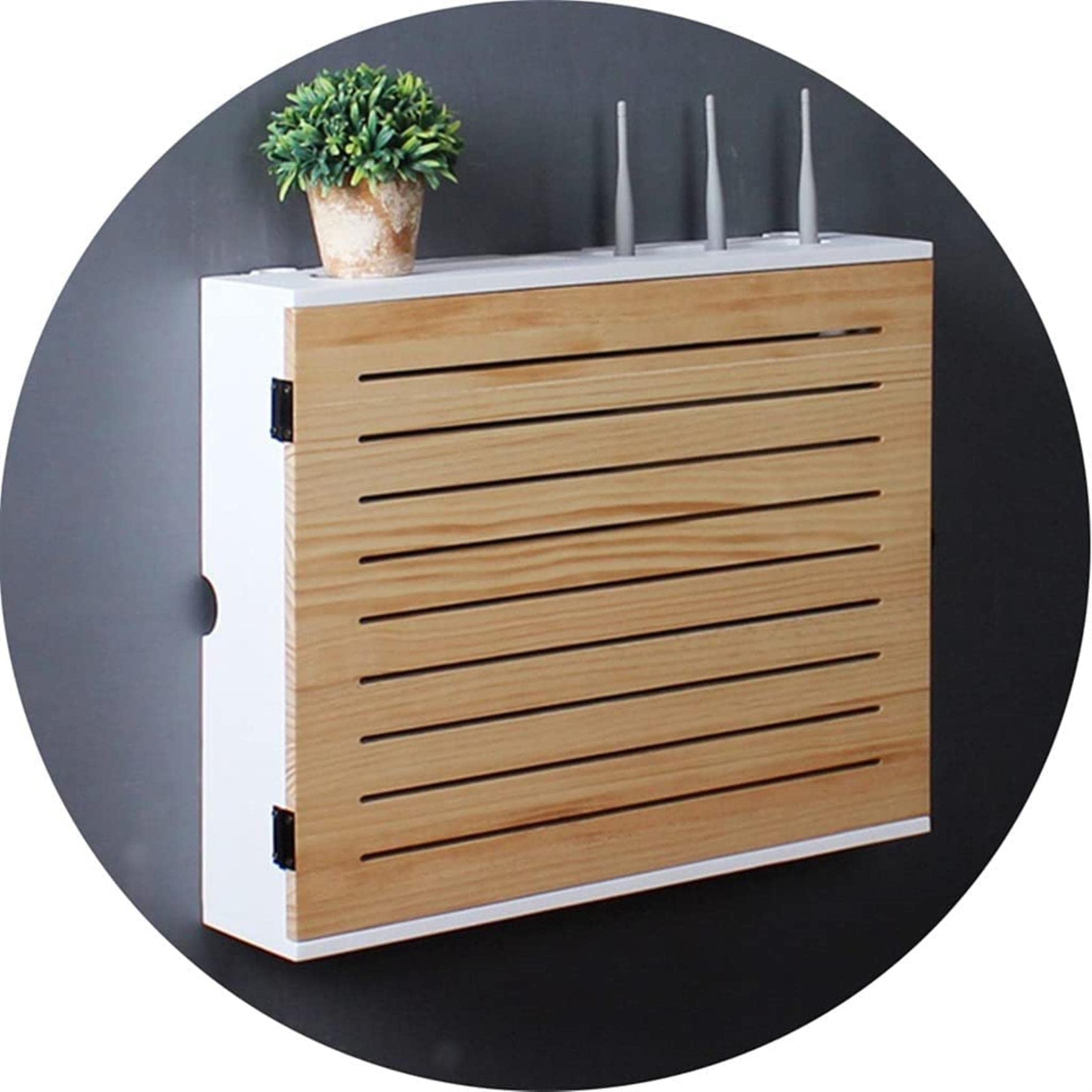 Boîte de rangement du routeur pour cacher les fils en bois brun