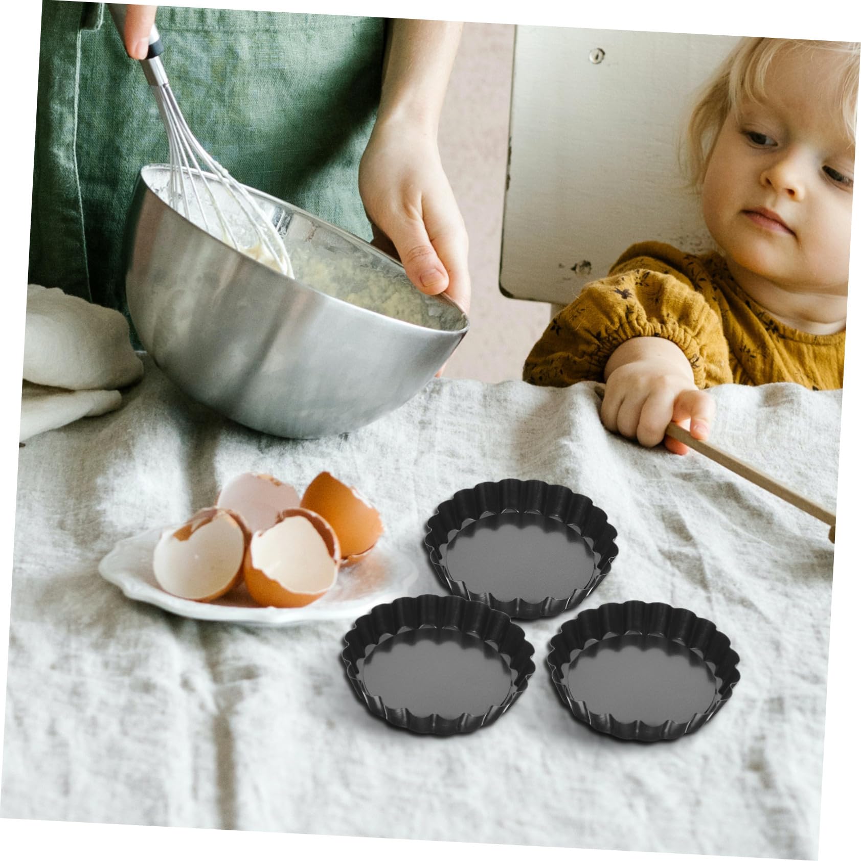 VALICLUD 8pièces Moules à Tartelettes Rondes Antiadhésifs à Fond Amovible pour Mini-gâteaux et Tartes