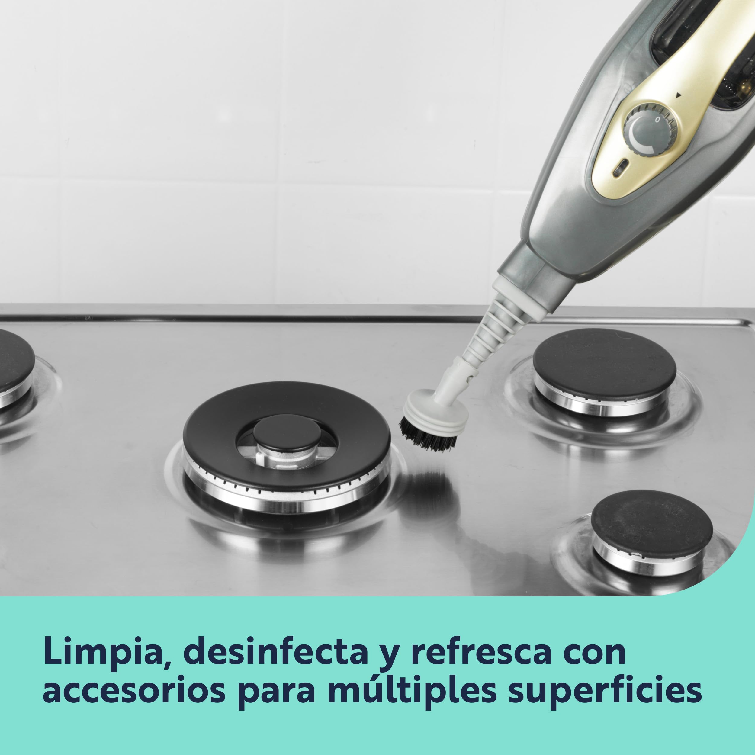 Beldray Titanium 14 en 1 Fregona limpiadora a vapor, Vaporizador de mano multiusos, 350 ml, bisagra flexible, boquillas adicionales y almohadillas de fregona incluidas, 1300 W