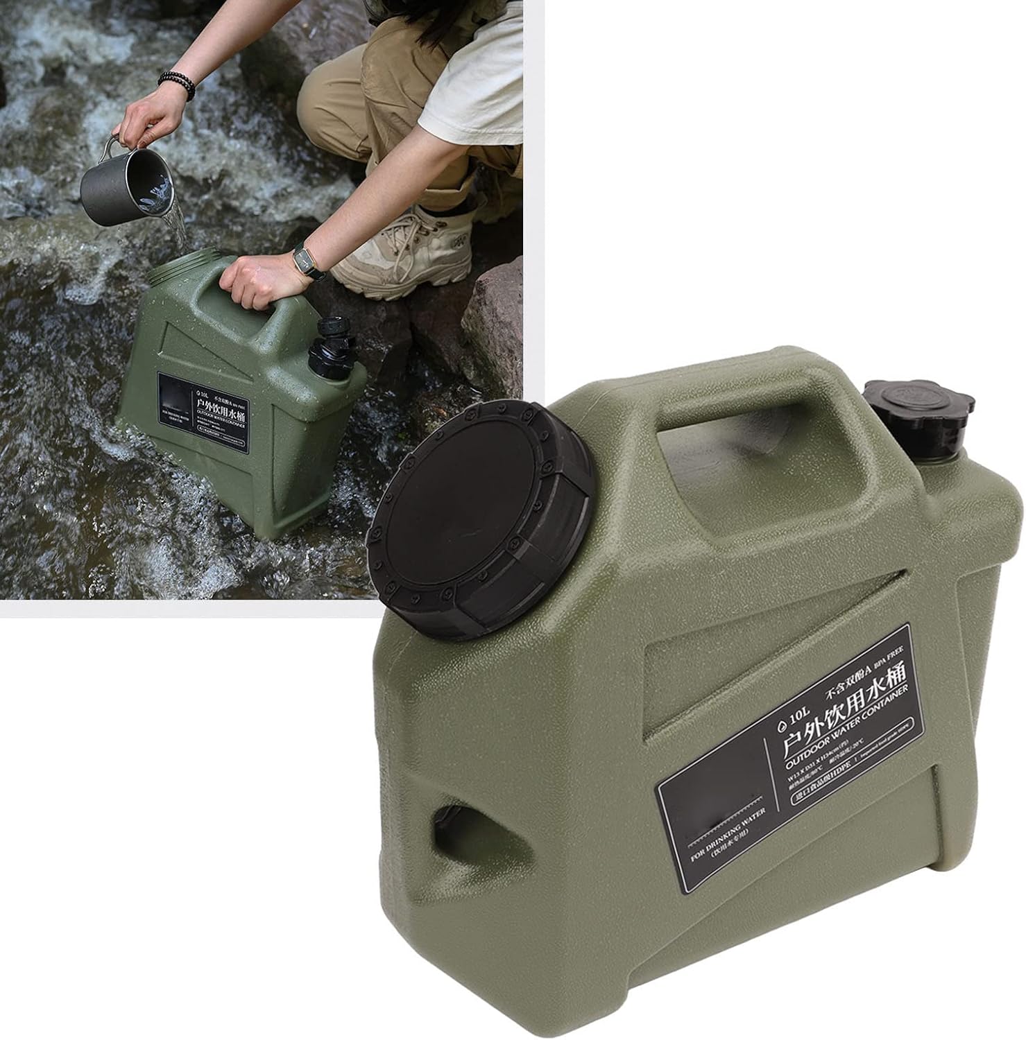flexman Water Containers, 10L Portable Water Container with Faucet, Leakage Proof Impact Resistant Camping Water Container for Hiking, Camping, Fishing, Travel, Parties