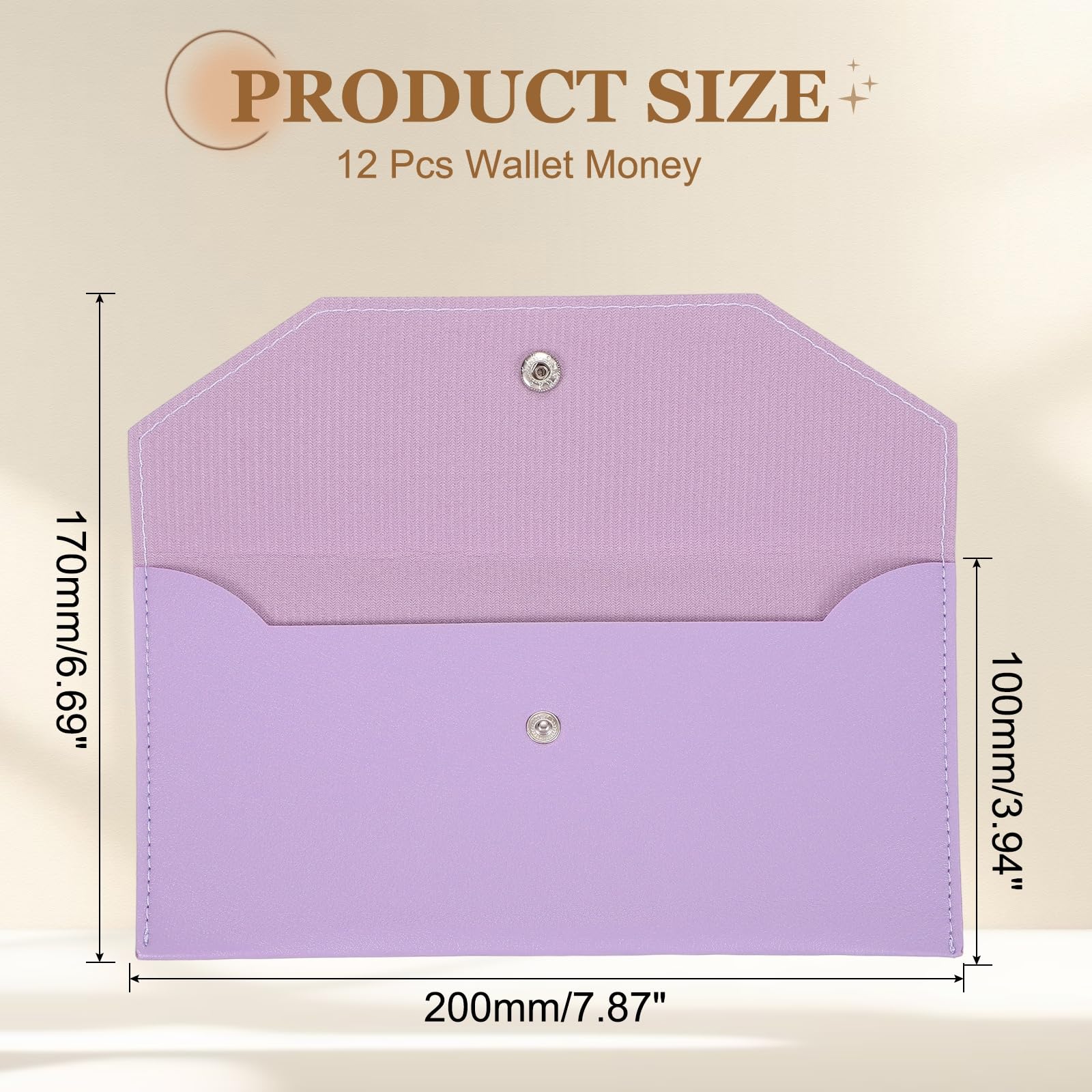 PATIKIL 12Pcs PU Leather Envelope Wallet Card, Reusable Money Pouch Small Leather Organizer Pouch for Women Men Travel,Purple - Image 2