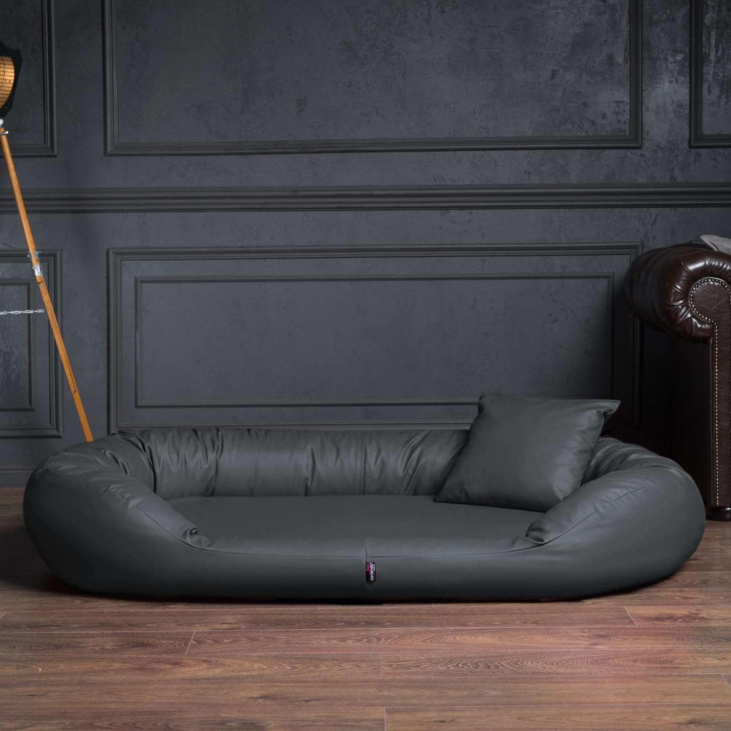 tierlando® Orthopädisches Hundebett Sammy Easy CLEAN mit viscoelastischer Matratze und hohem Rand aus Kunstleder für gelenkschonenden Schlaf und höchsten Komfort Größe: 170x110cm | Farbe: 02 Graphit