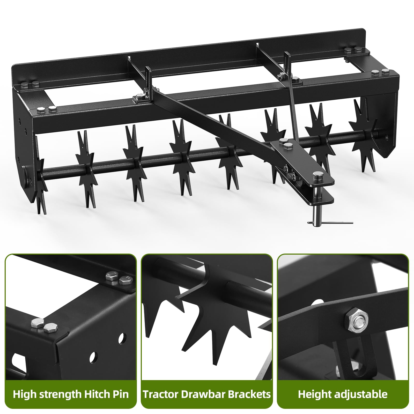 Billy Goat AET48 Aerator with Hitch, Up To 3-Inch Tine Depth, Large