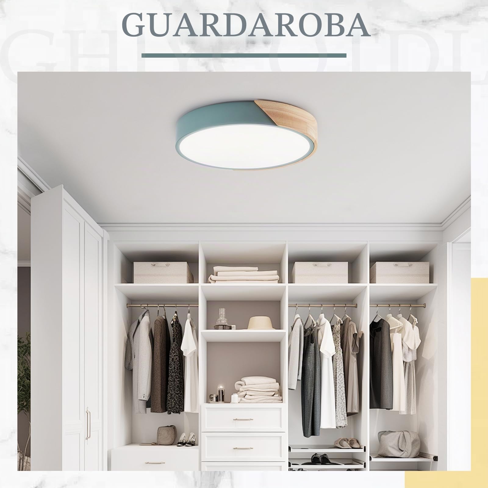 Plafoniera Led Soffitto,50cm plafoniere a filo in legno dimmerabili, plafoniera per soggiorno, camera da letto, cucina, salotto, corridoio (Verde 50cm)
