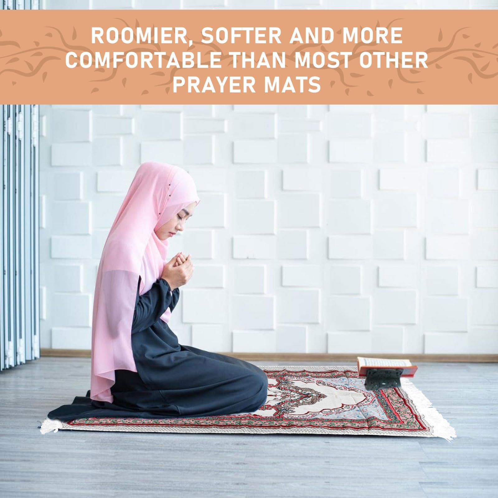 Risipu Muslim Prayer Rug,Portable Prayer Mat for Praying Men Women, and Kids, Prayer Set - Image 3