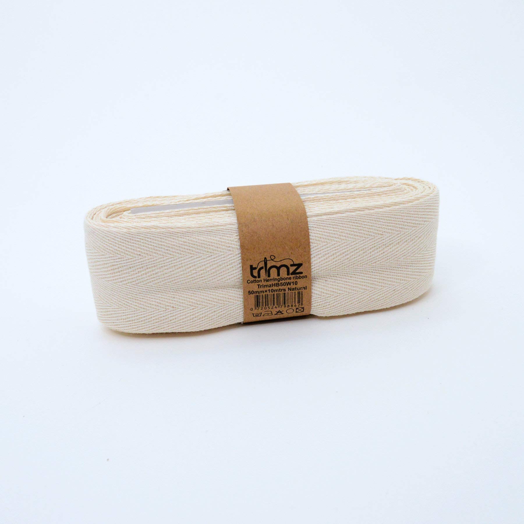 Trimz Natural 50Mm X 10M: Cotton Herringbone Tape 50Mm X 10M | Extra Wide Craft Ribbon | Upholstery, Substantial Crafting