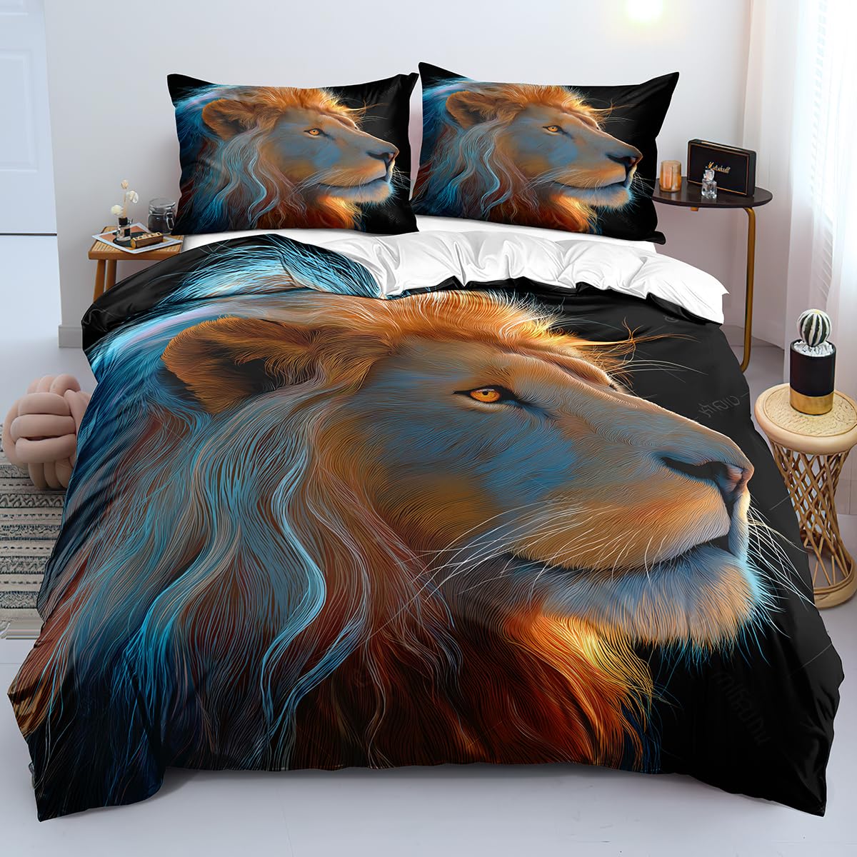 Parure de lit 260x240 Safari avec housse de couette imprimé animaux sauvage