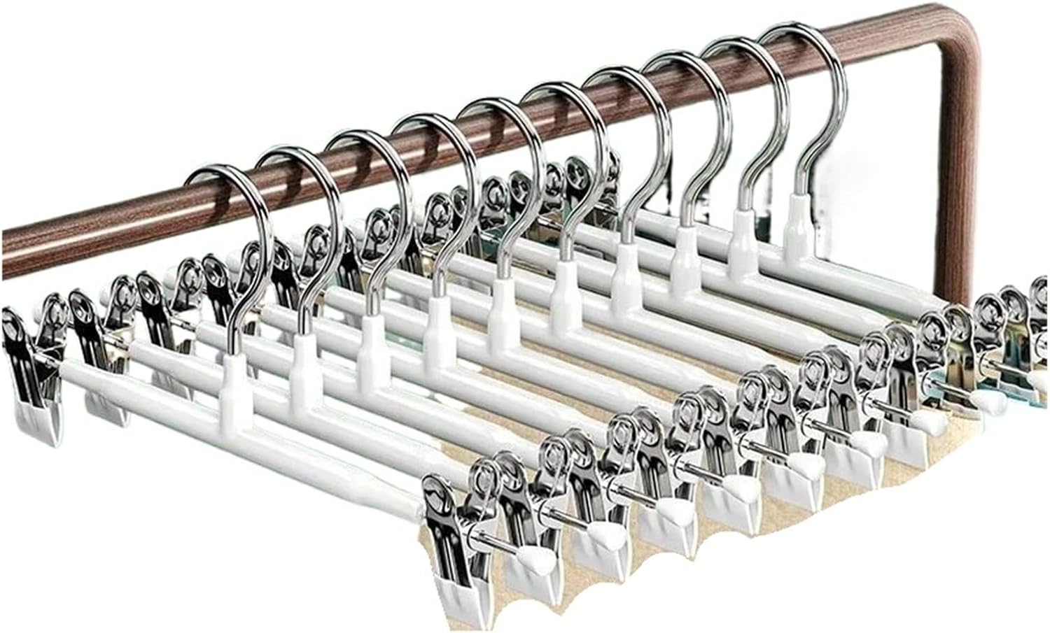 20/10PCs Stainless Steel Dress Hanger Pants Clip Clothes Racks Coat Clothing Skirt Skirts Hangers(Black,10 PCs)