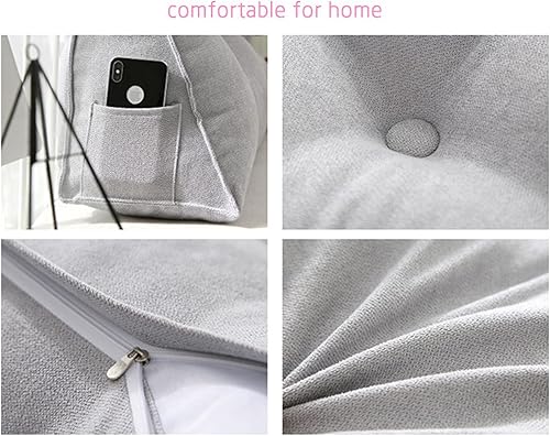 Miniatura 2 de Cojín de almohada triangular copetudo para respaldo, funda extraíble, almohada de lectura, cojín de lectura para cabecero grande para cama, sofá,