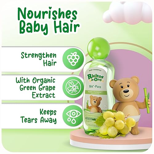 Miniatura 3 de Ricitos de Oro Bio-Pure Champú para bebé, fortalece el cabello, añade brillo y suavidad, fórmula sin desgarros, incluye vaso de sonajero, uso diario
