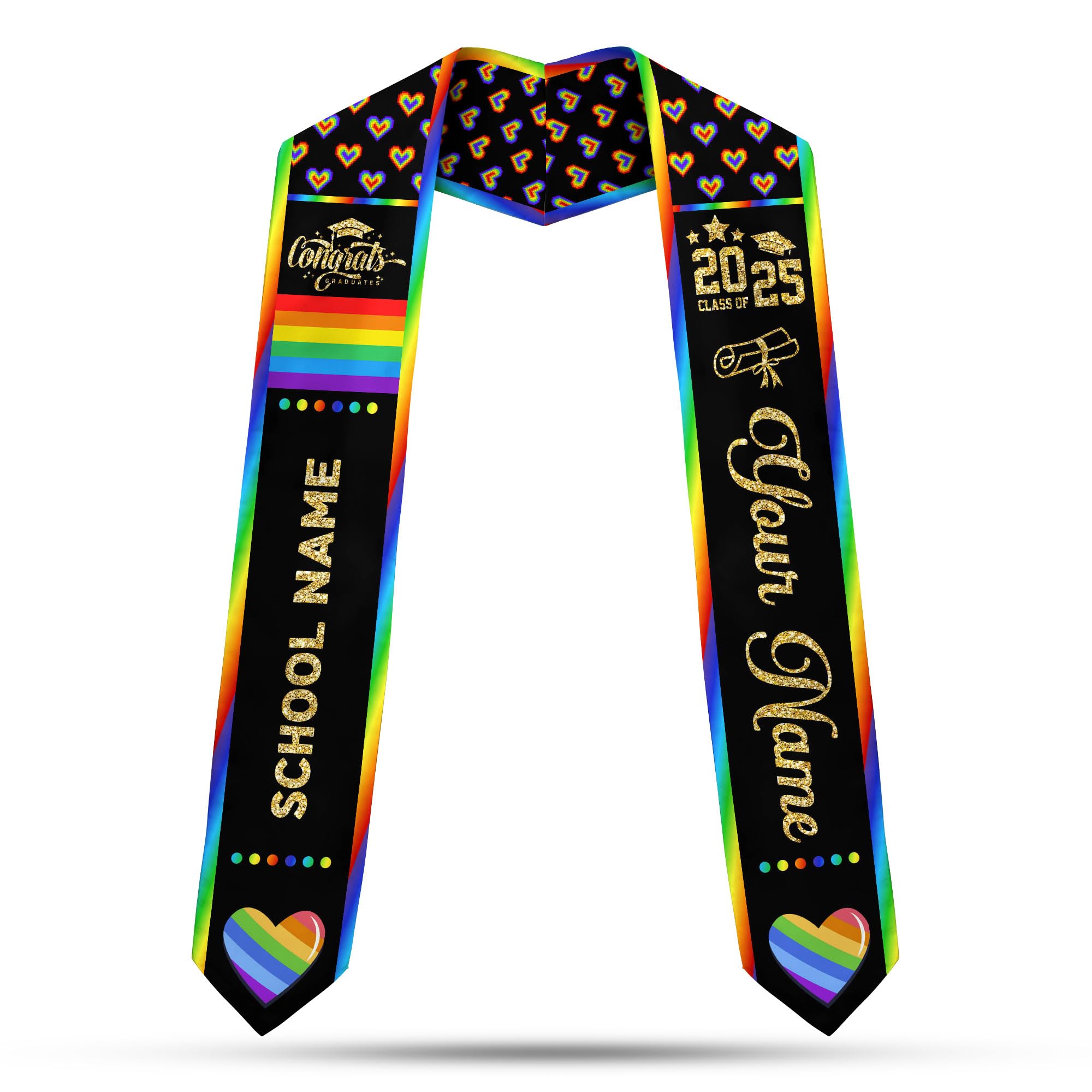 MonkeyVan Rainbow Stole Rainbow Graduation Stole College Graduation Sash LGBT Pride Gift for Graduation's Day LGBT Graduation Lgbt7
