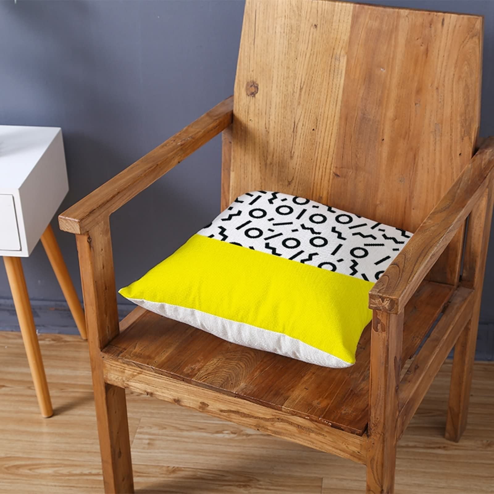 6 fundas de cojín para exteriores de 50 x 50 cm, funda de almohada amarilla geométrica y patrón de rayas de poliéster para sala de estar, sofá dormitorio