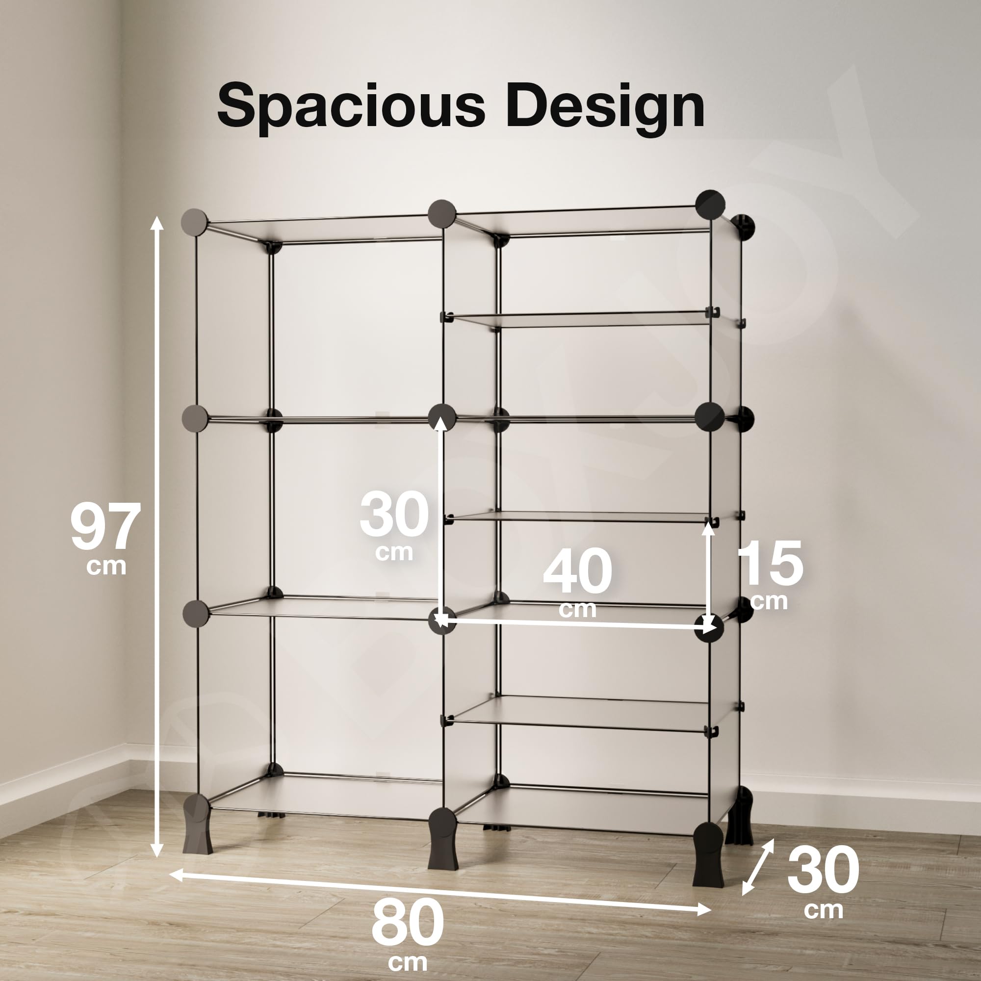 BOXJOY 9 Shelf Plastic Book Shelf Organiser with White Translucent Panels and Bottom Stand Bookshelf Organizer Cabinet Rack for Bedroom Living Room Study Storage Showcase Display for Home 1